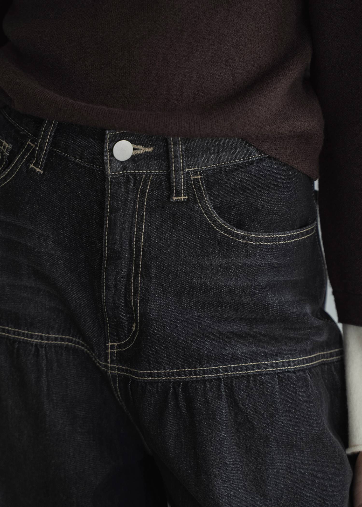 switching gather flare denim PT