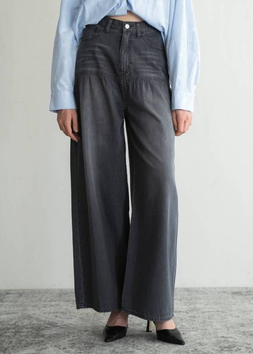switching gather flare denim PT