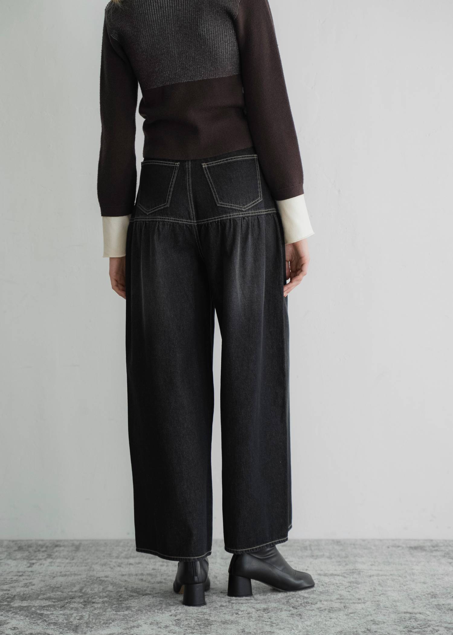 switching gather flare denim PT
