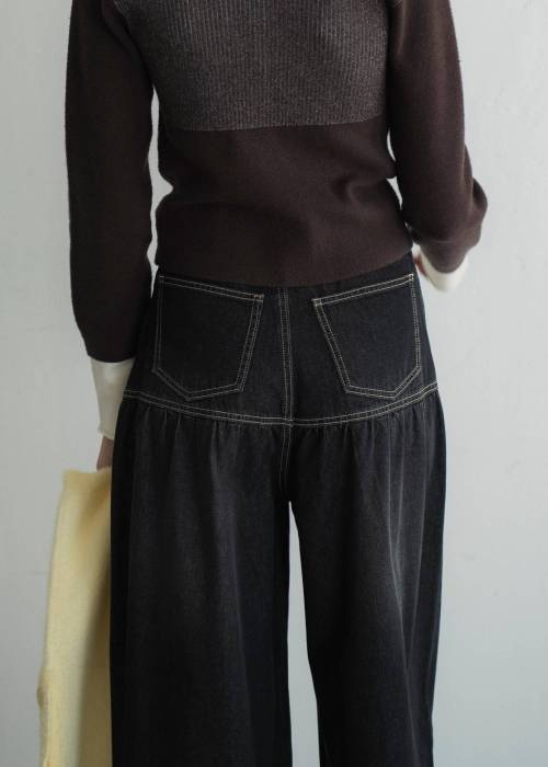 switching gather flare denim PT