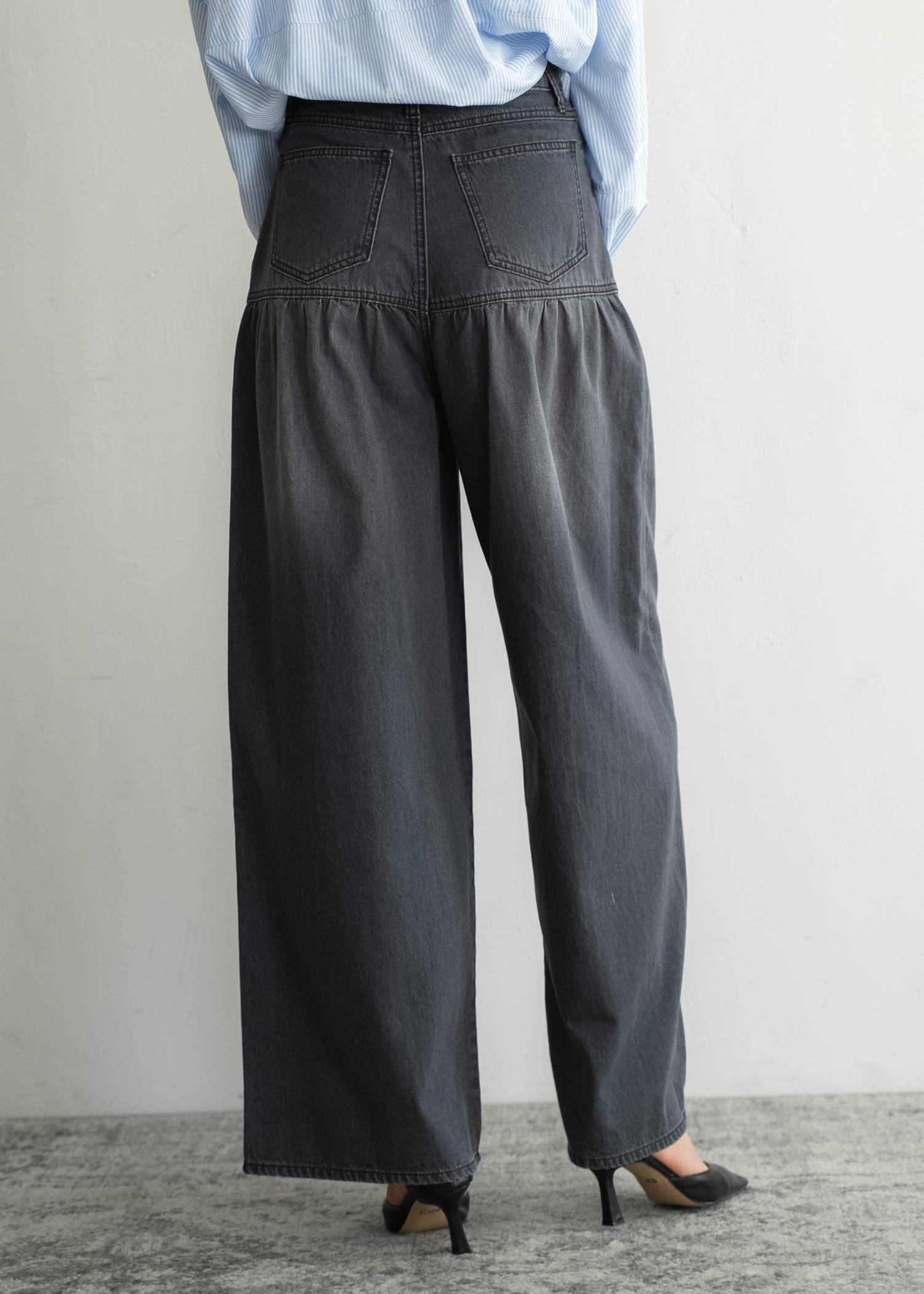 switching gather flare denim PT