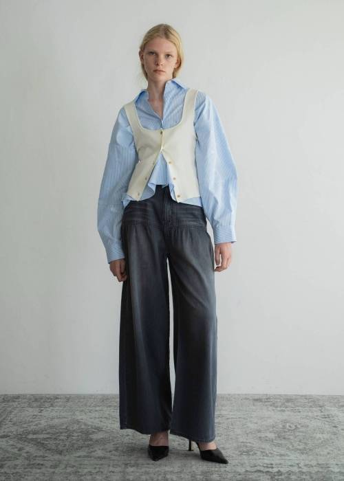 switching gather flare denim PT