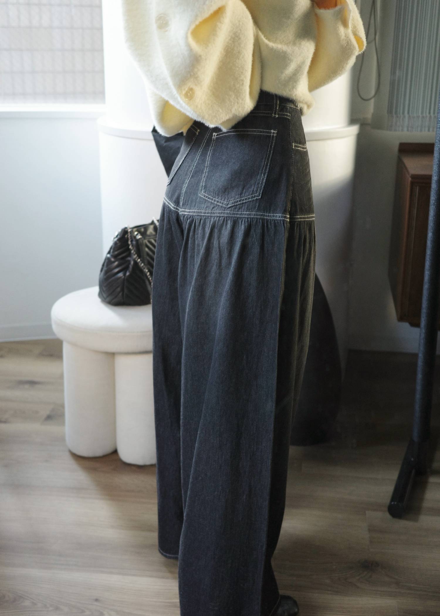 switching gather flare denim PT