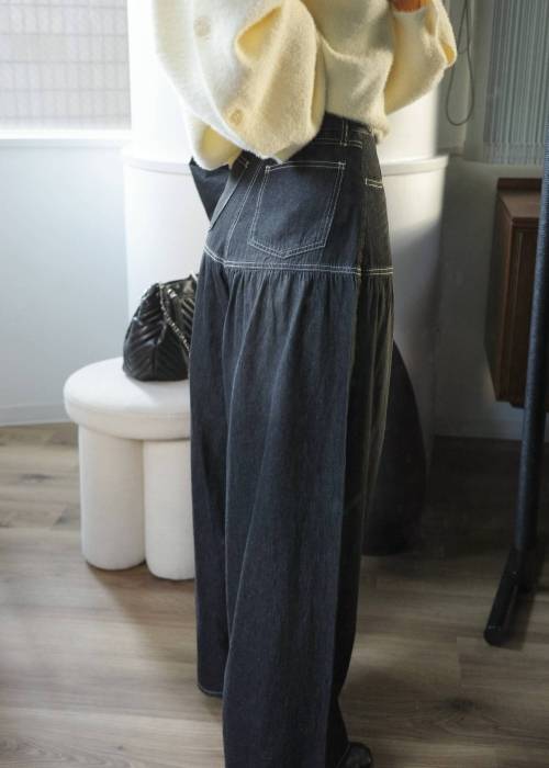 switching gather flare denim PT