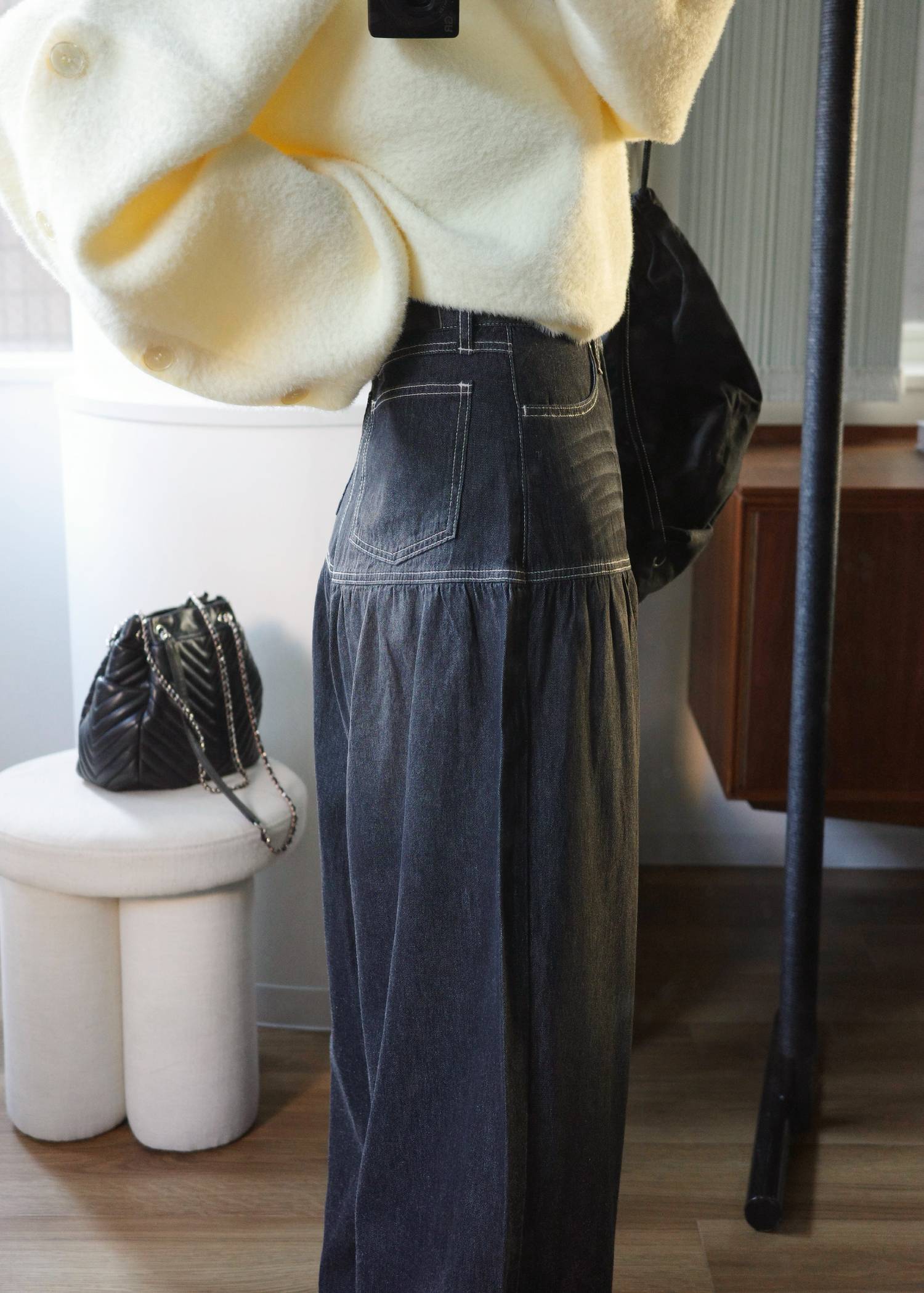 switching gather flare denim PT