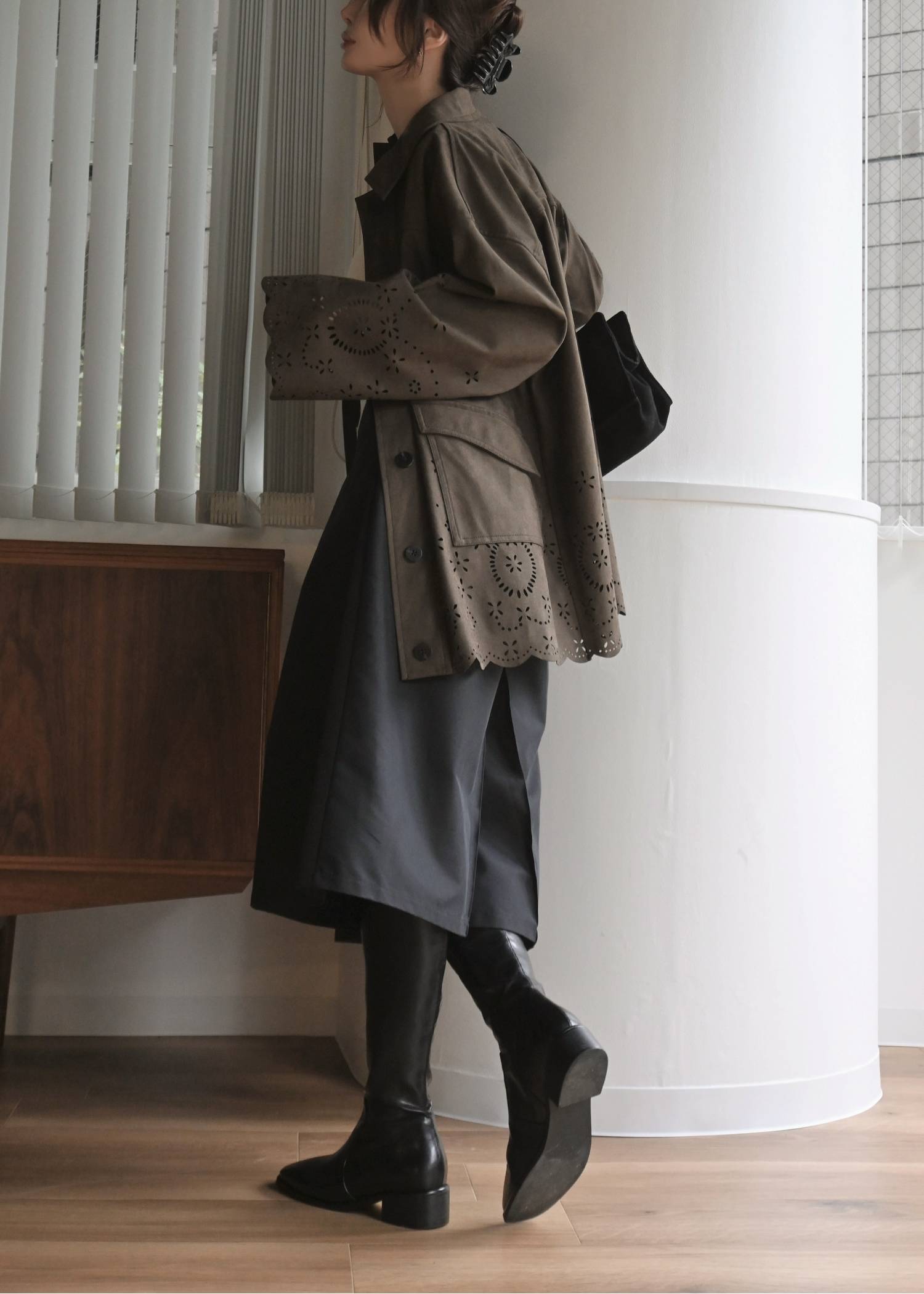 front tuck midi length flare PT