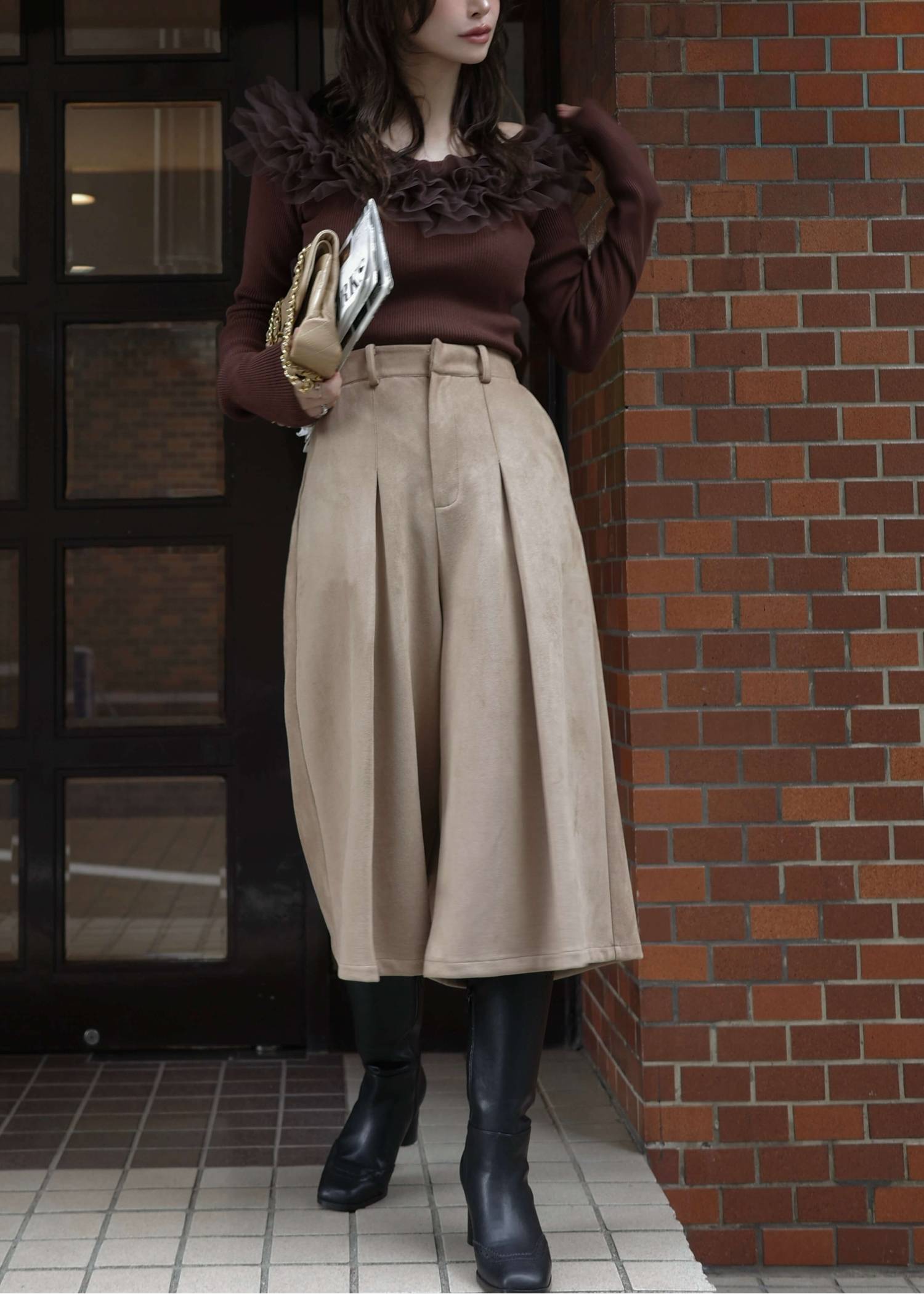 front tuck midi length flare PT