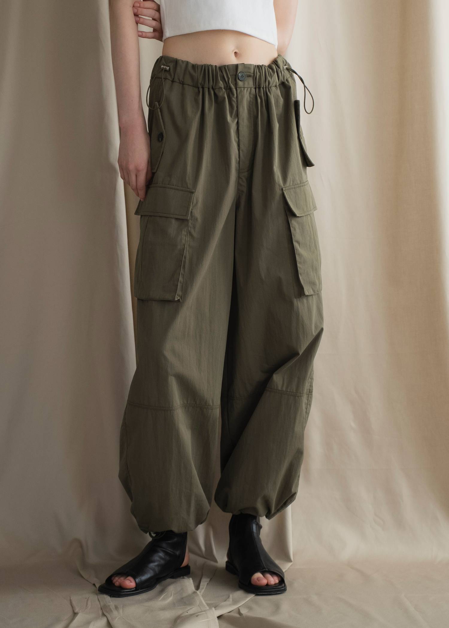 waist drawstring cargo pocket PT