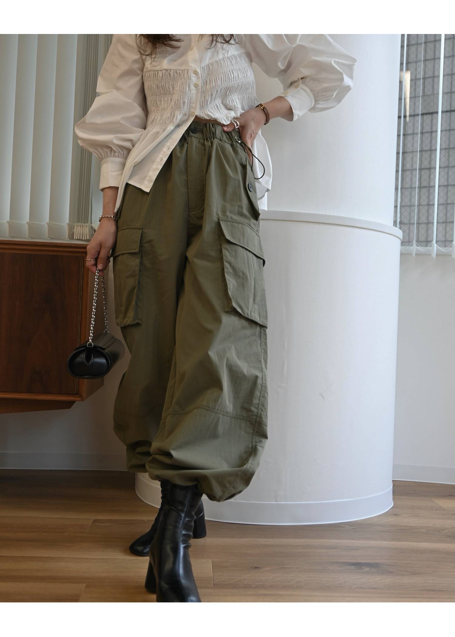 waist drawstring cargo pocket PT