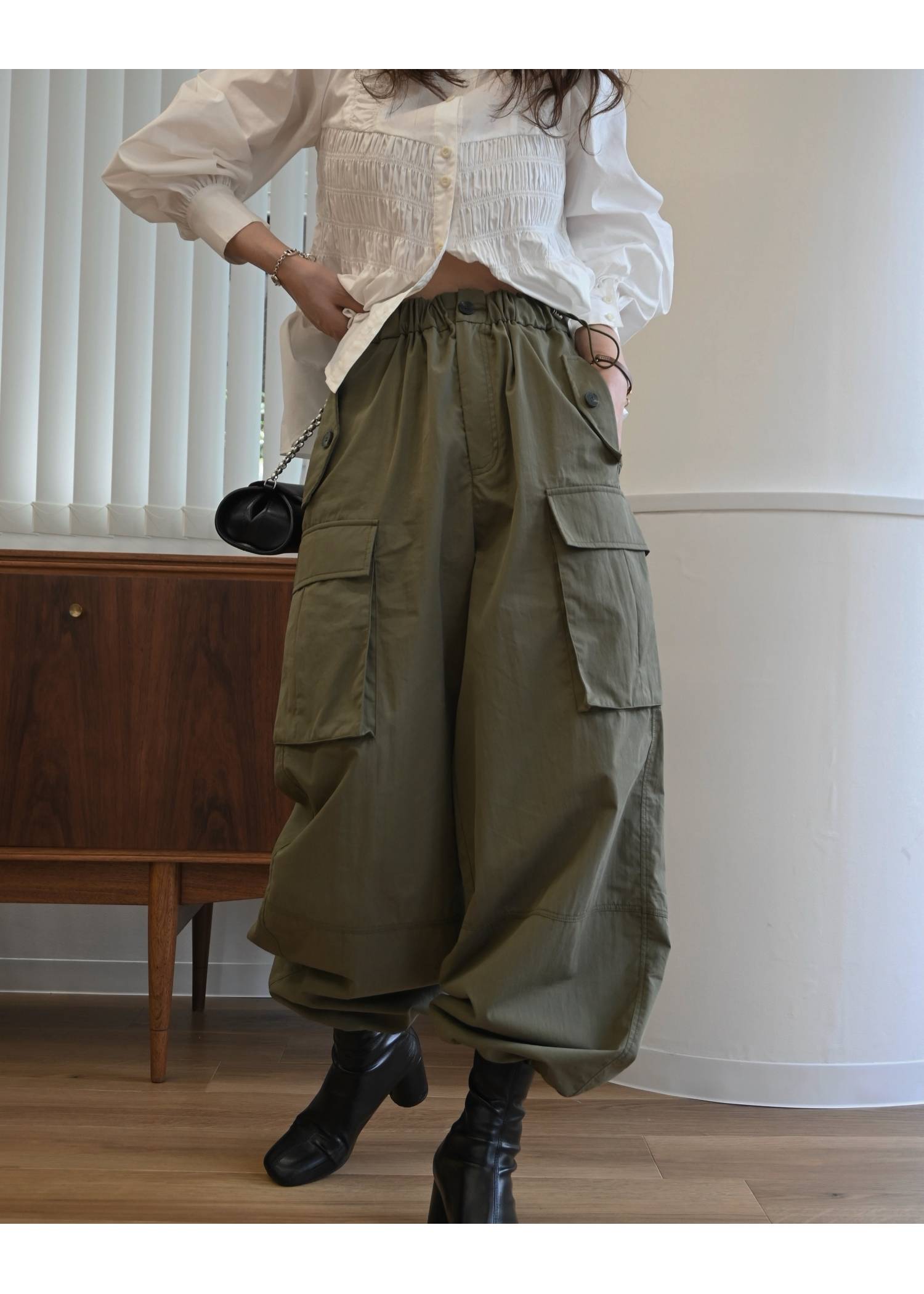 waist drawstring cargo pocket PT