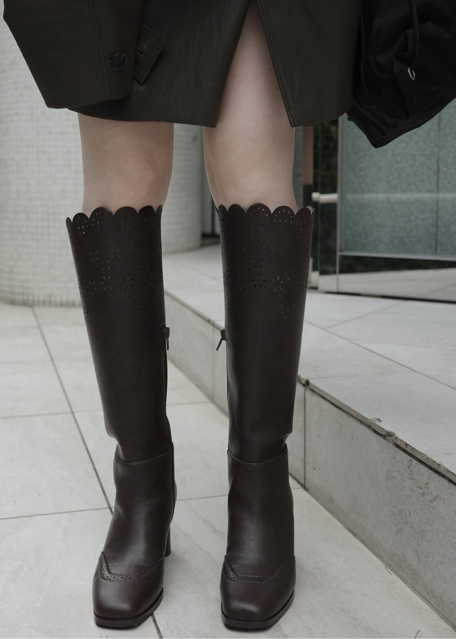 punching scallop design boots