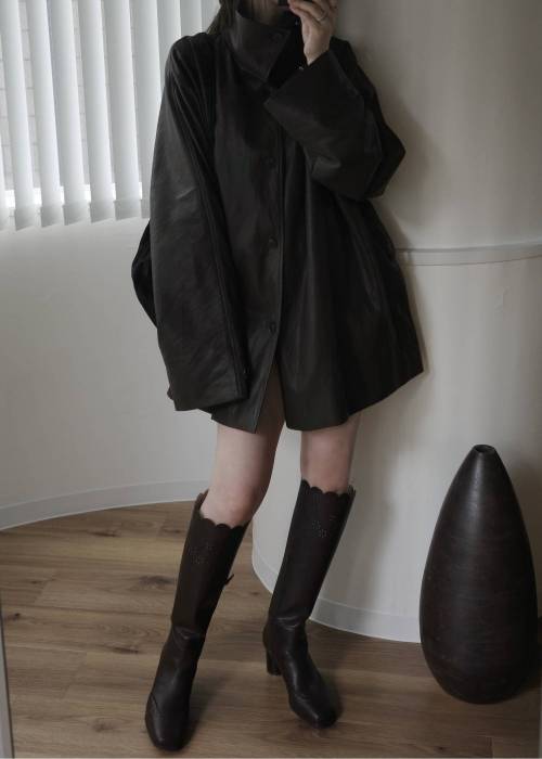 punching scallop design boots