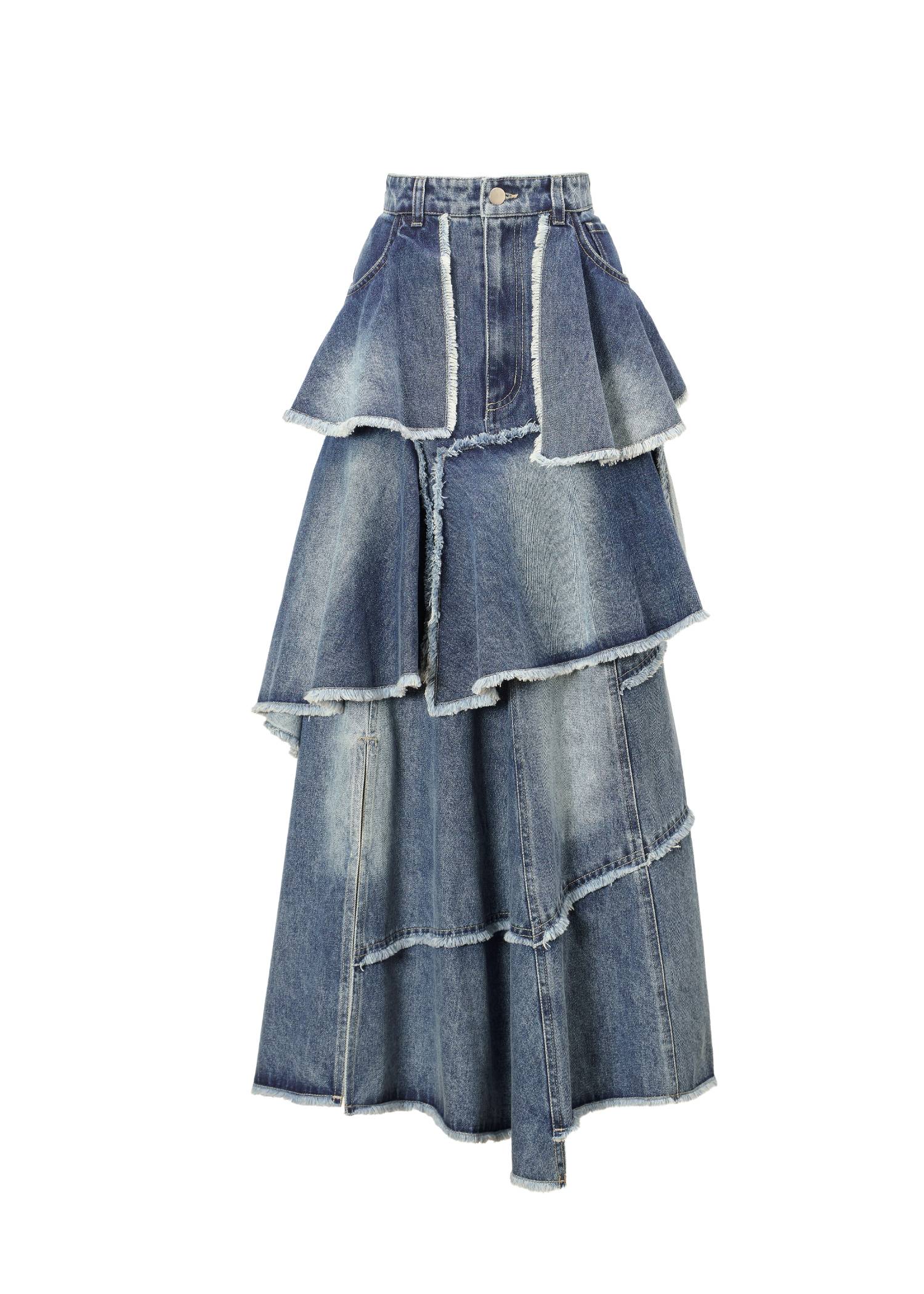 random tiered frill denim SK