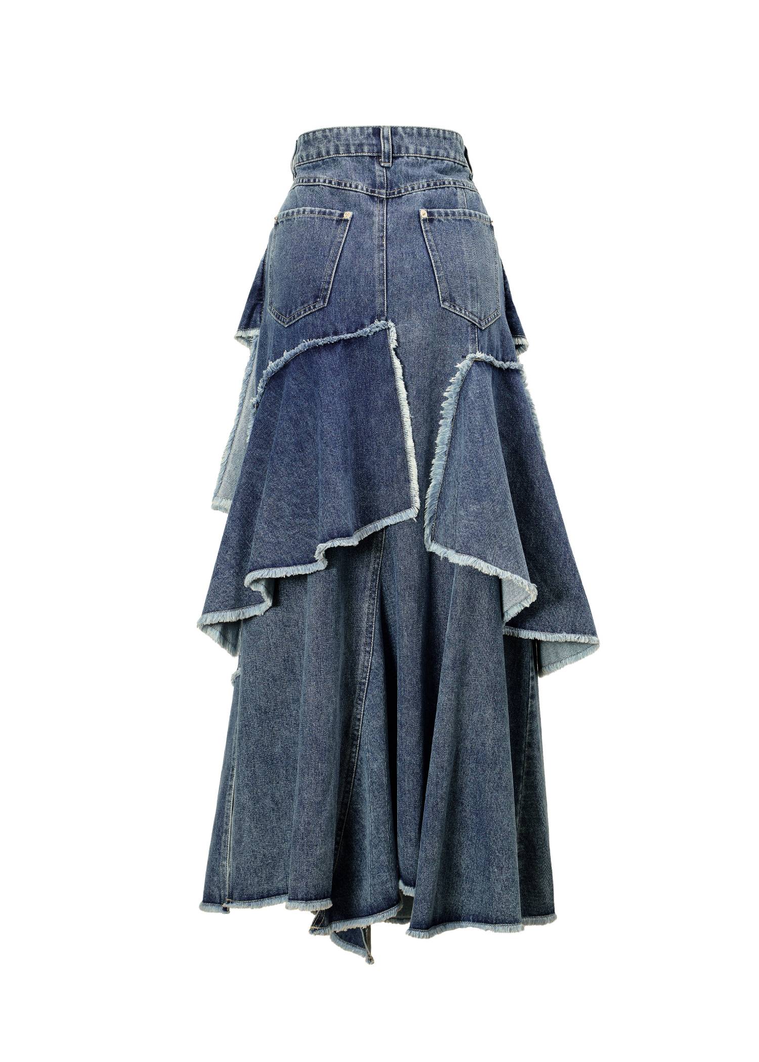 random tiered frill denim SK