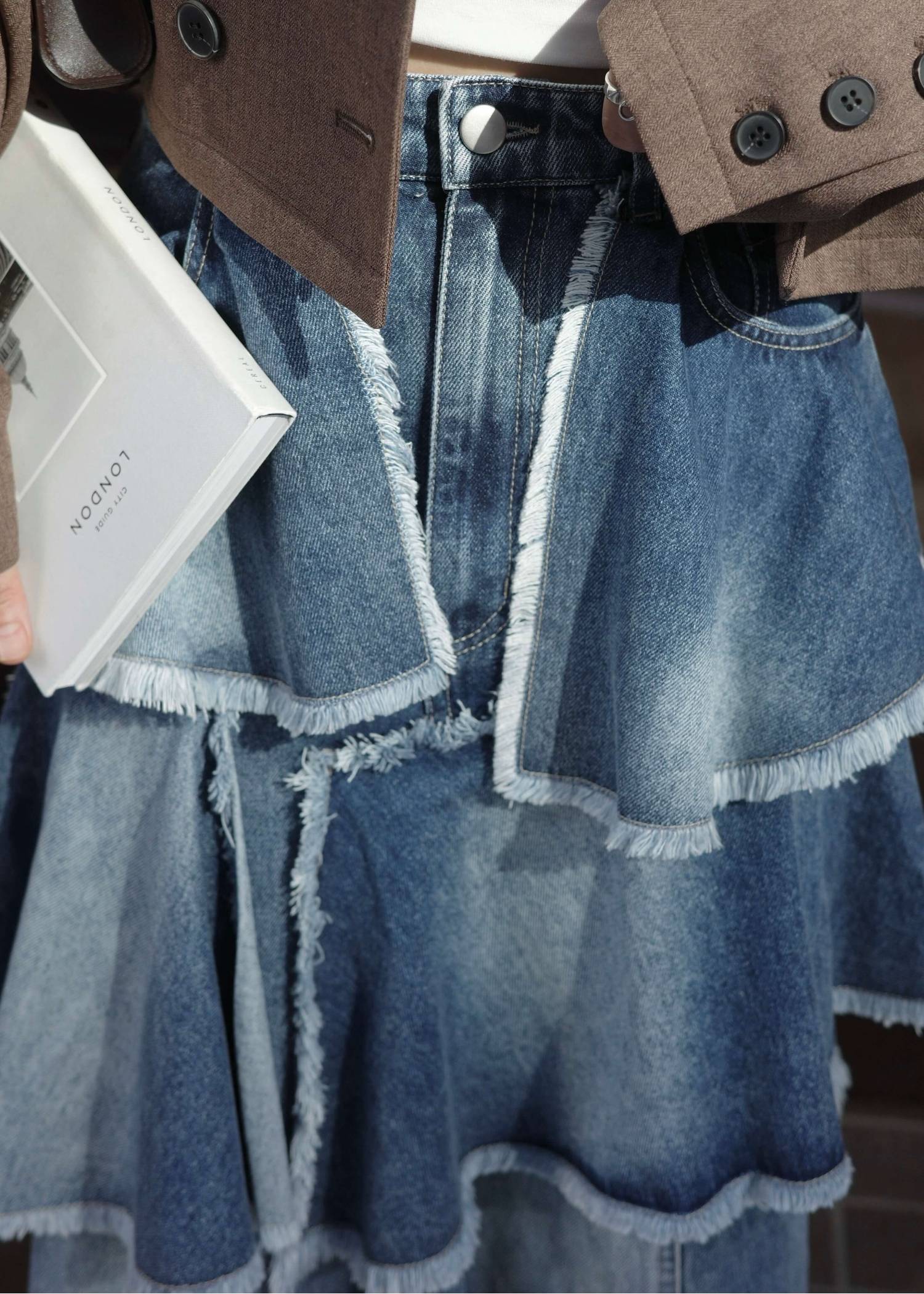 random tiered frill denim SK