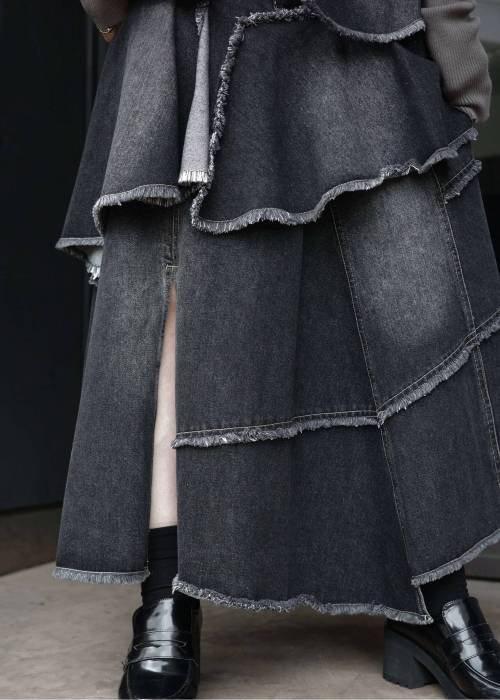 random tiered frill denim SK
