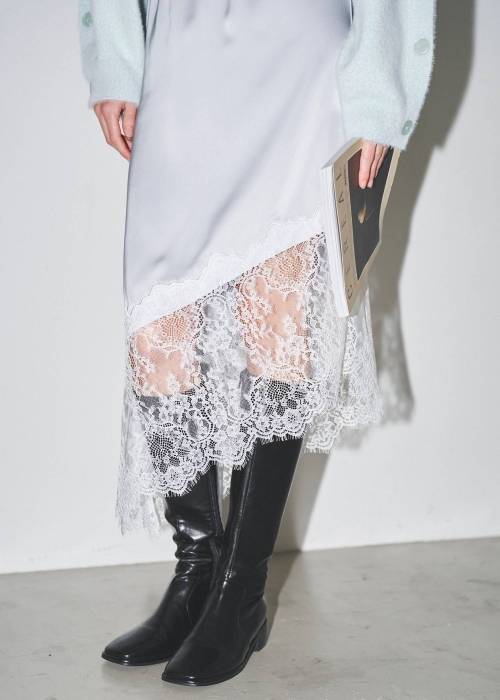 hem lace embroidery satin asymmetry SK