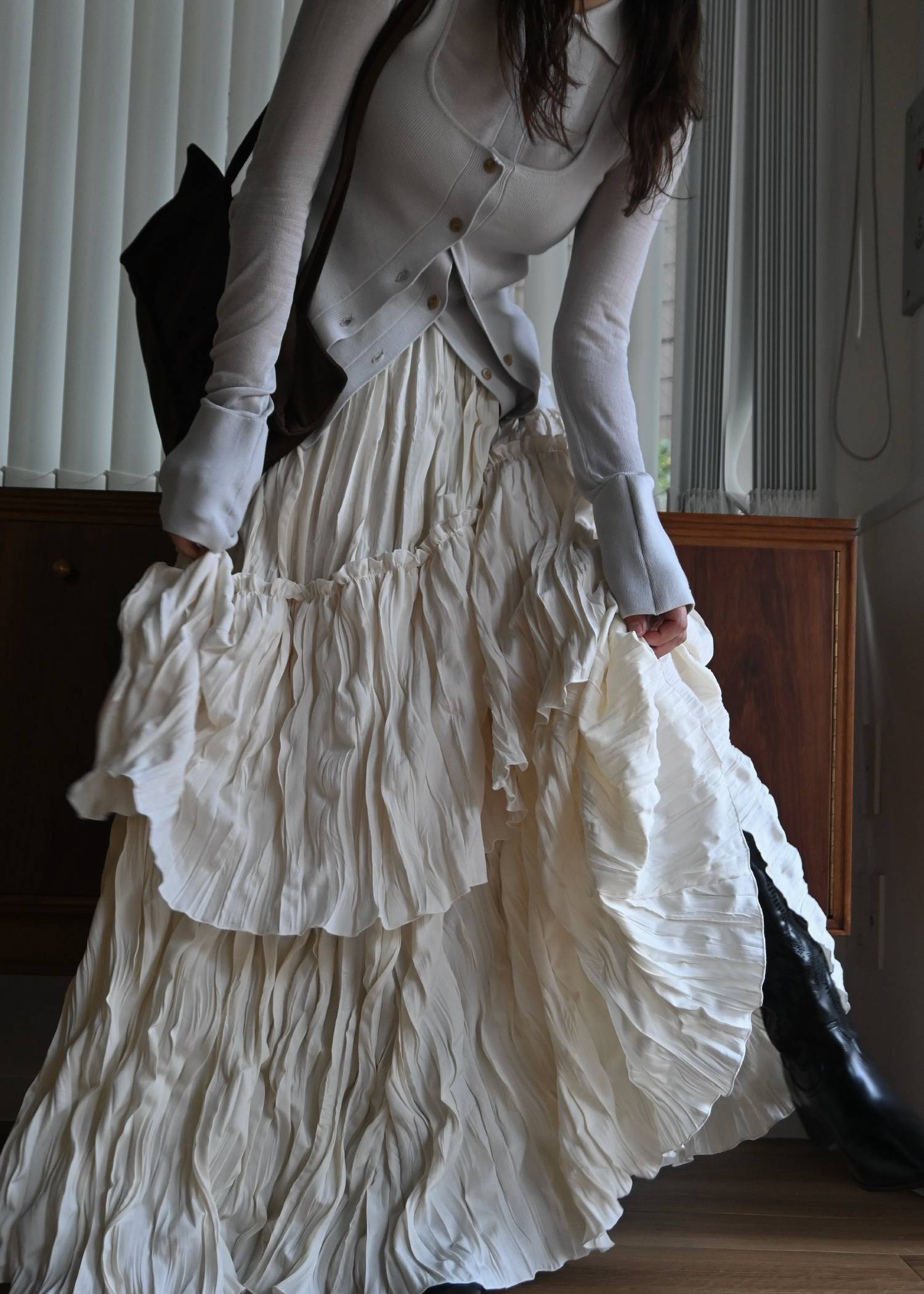 random tiered crinkle maxi SK