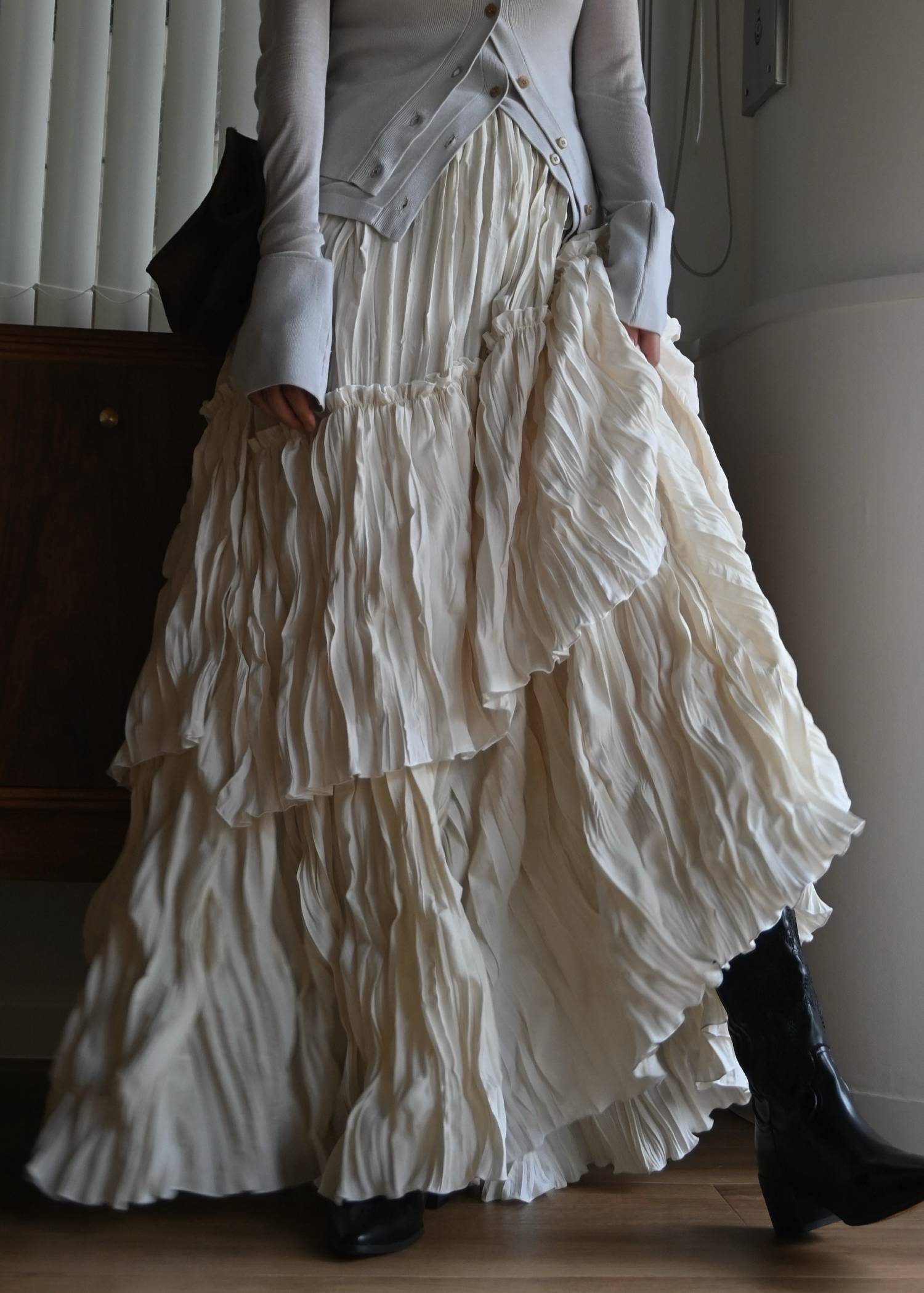 random tiered crinkle maxi SK