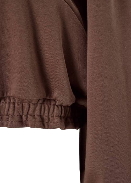 half button cropped stand collar sweat tops