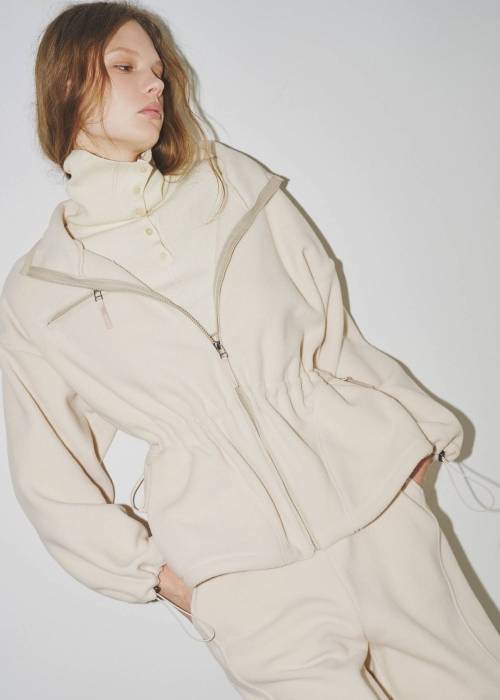drawstring piping fleece tops
