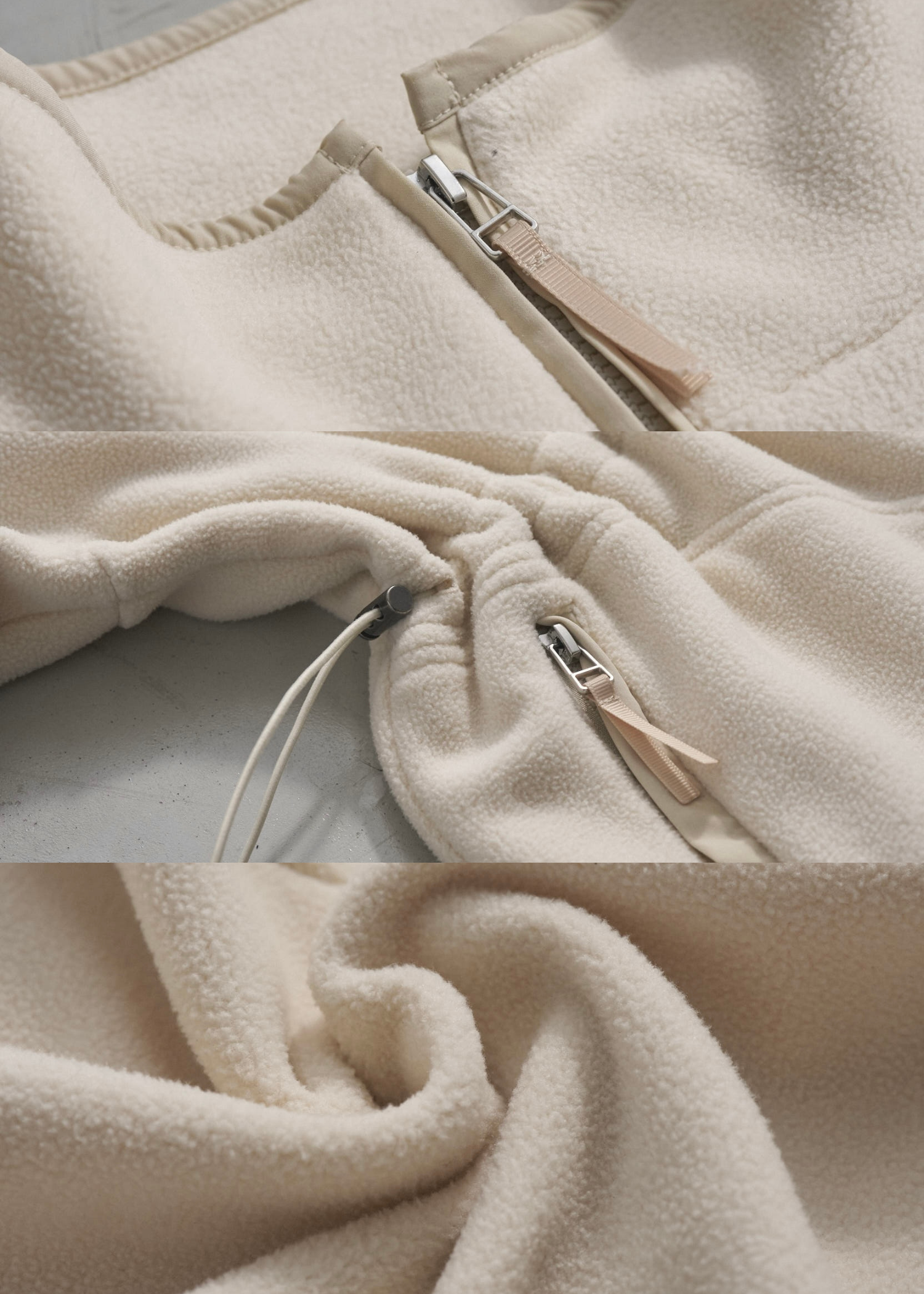 drawstring piping fleece tops