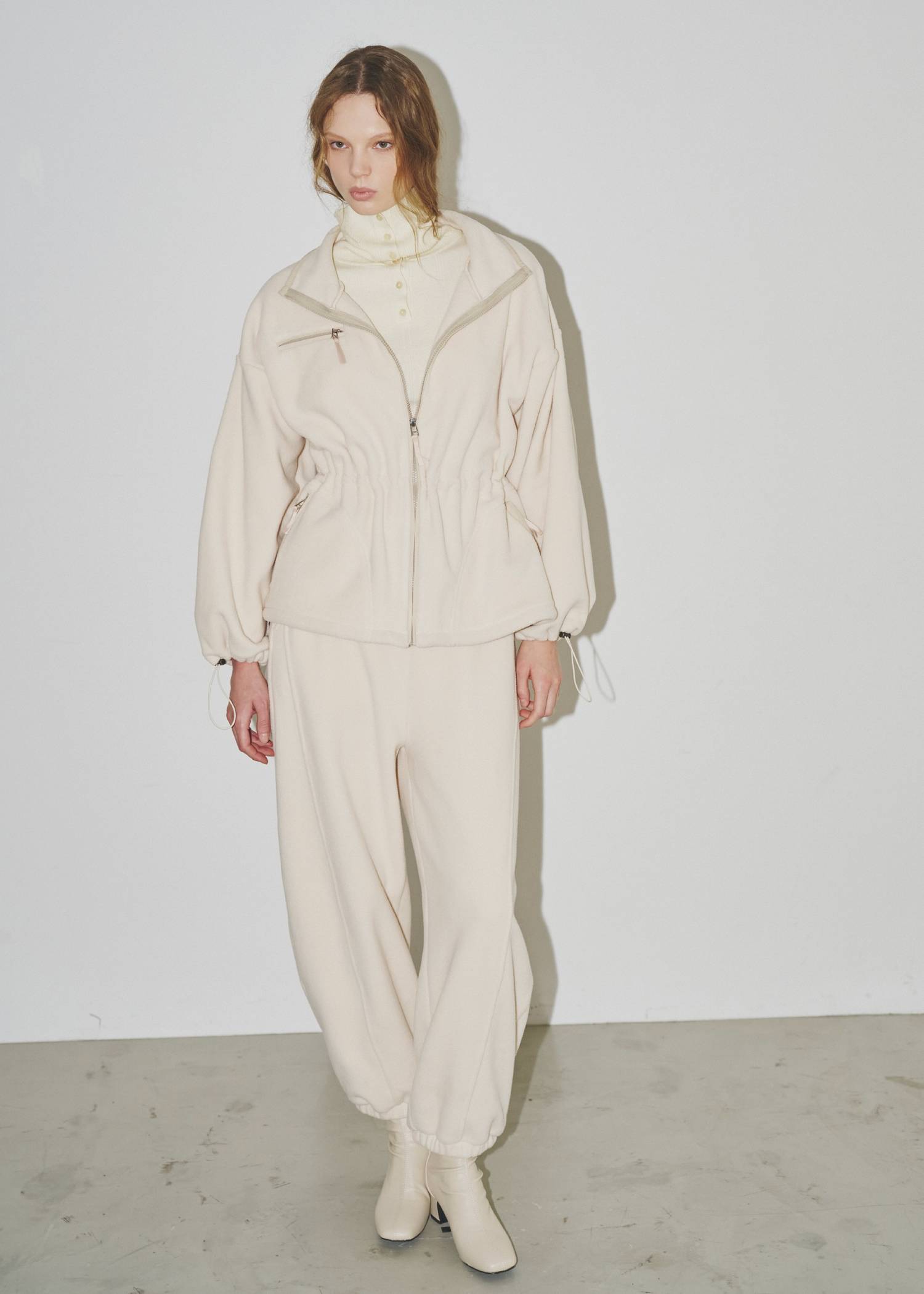 drawstring piping fleece tops