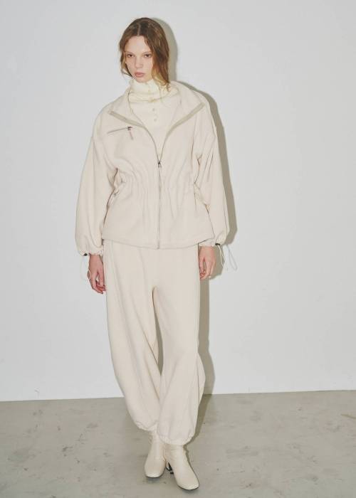 drawstring piping fleece tops