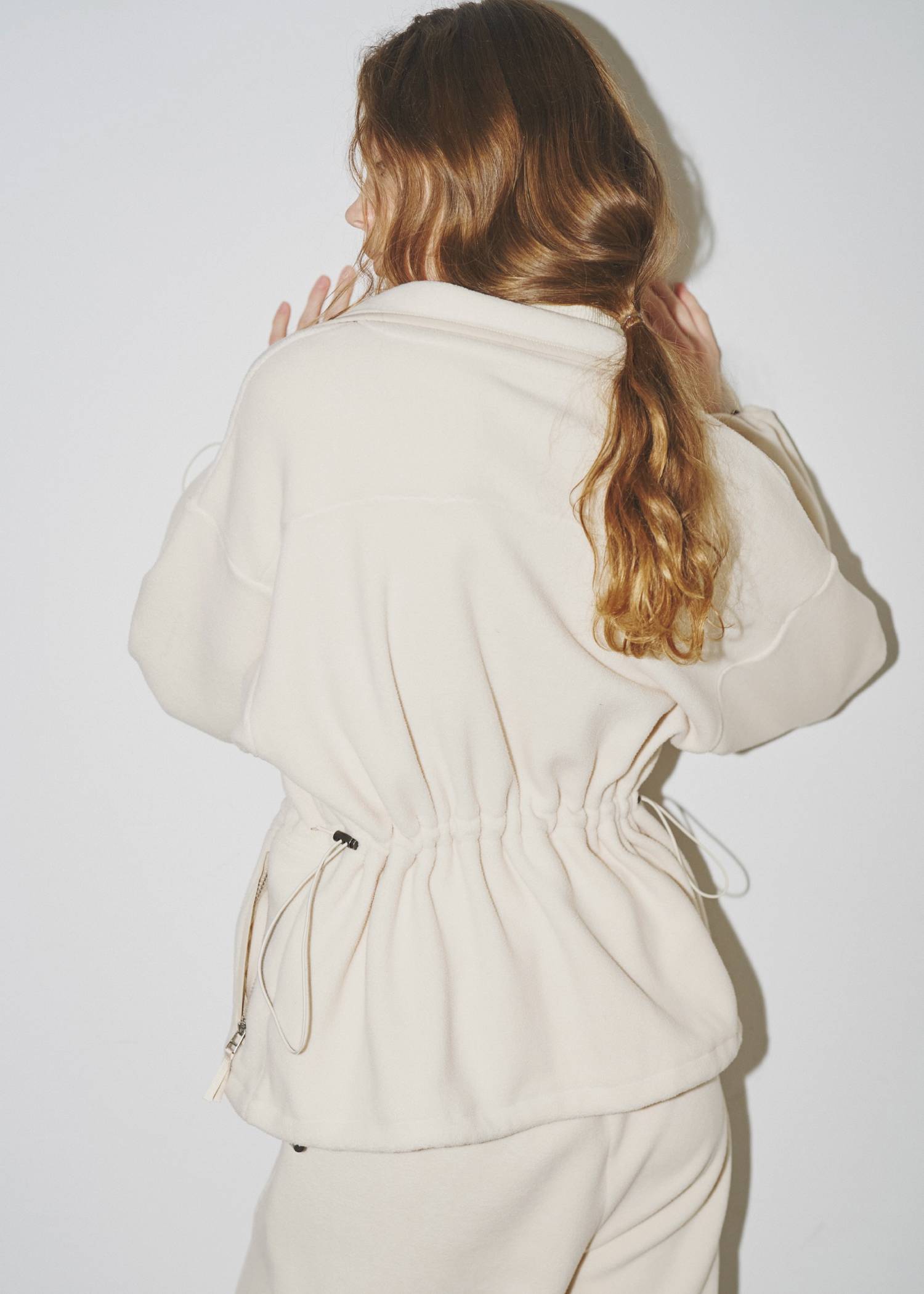 drawstring piping fleece tops