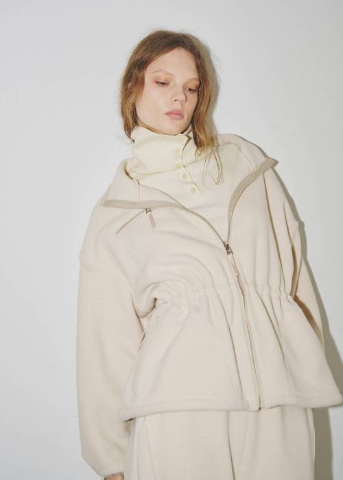 drawstring piping fleece tops