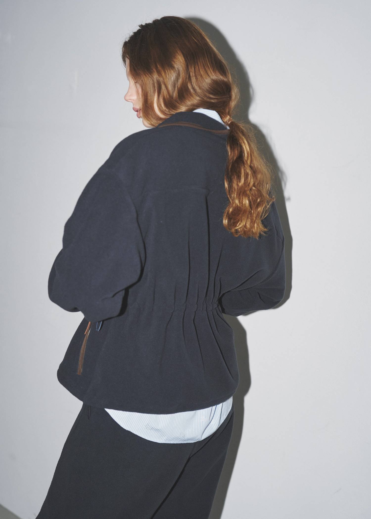 drawstring piping fleece tops
