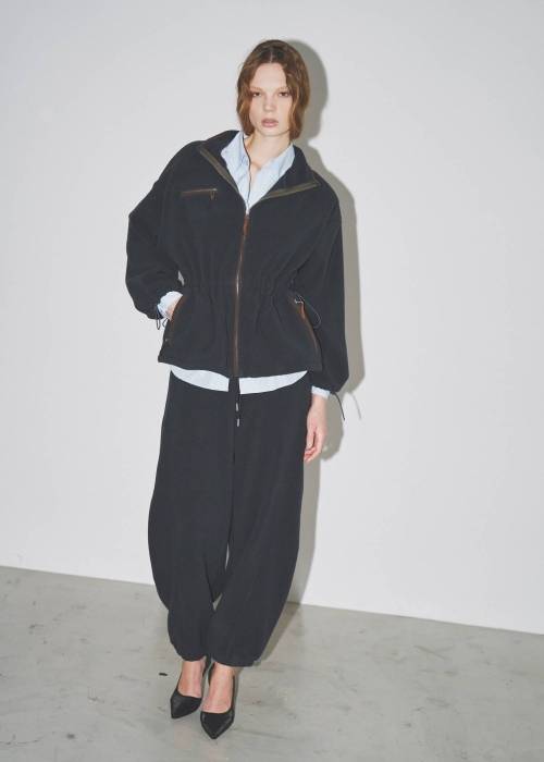 drawstring piping fleece tops