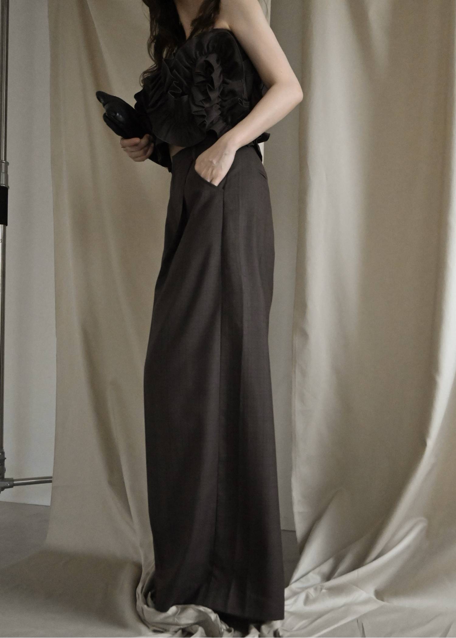 multi wave frill gather camisole