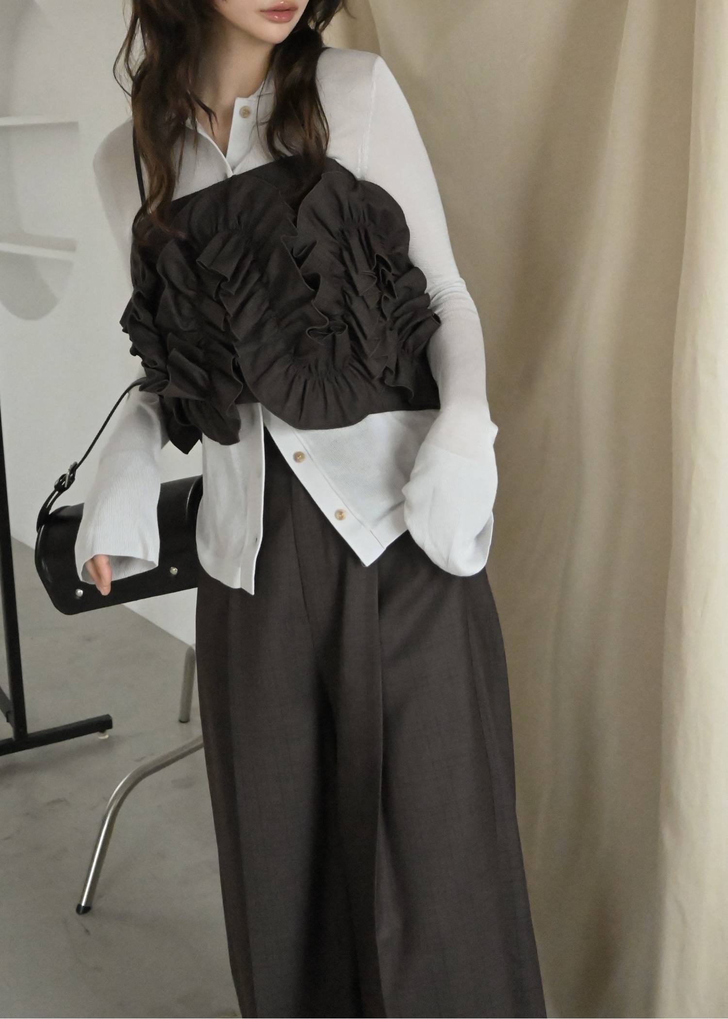 multi wave frill gather camisole