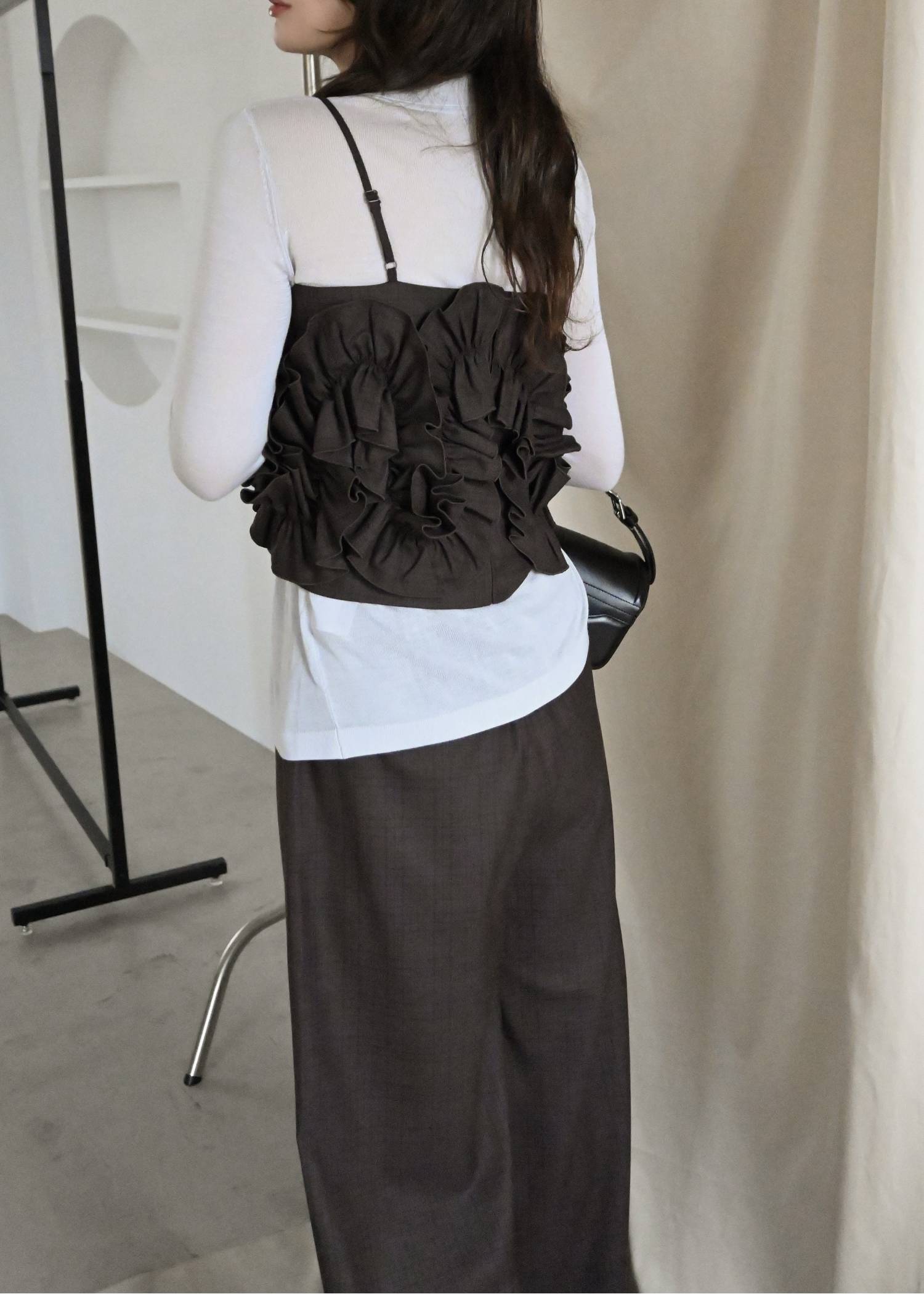 multi wave frill gather camisole