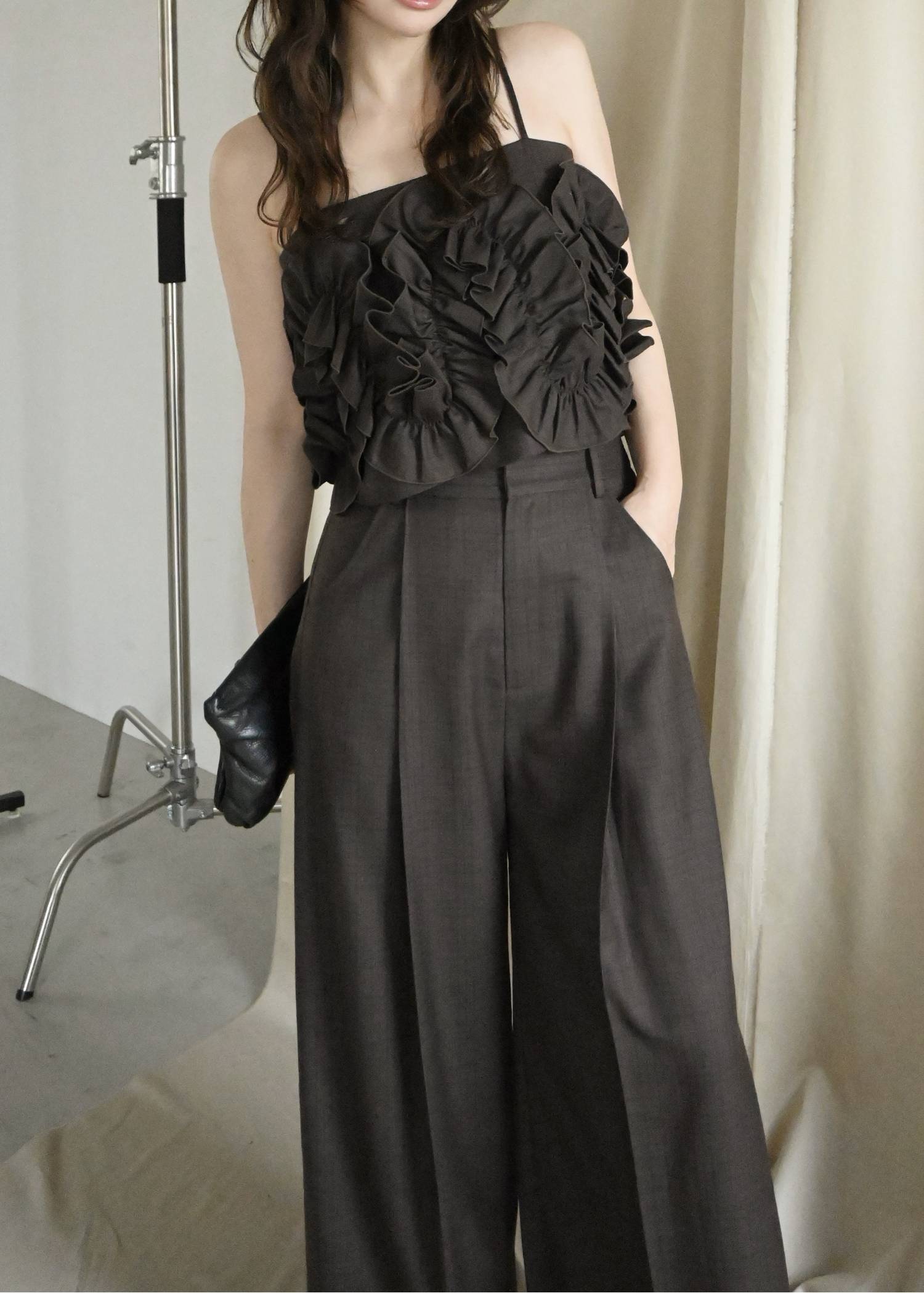 multi wave frill gather camisole