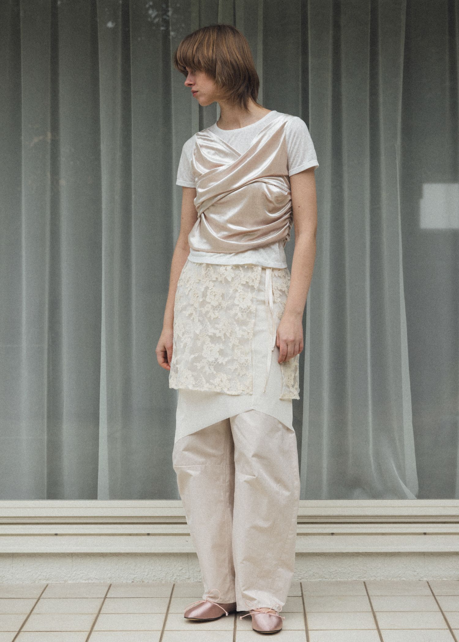 cache coeur mix slub velour tops
