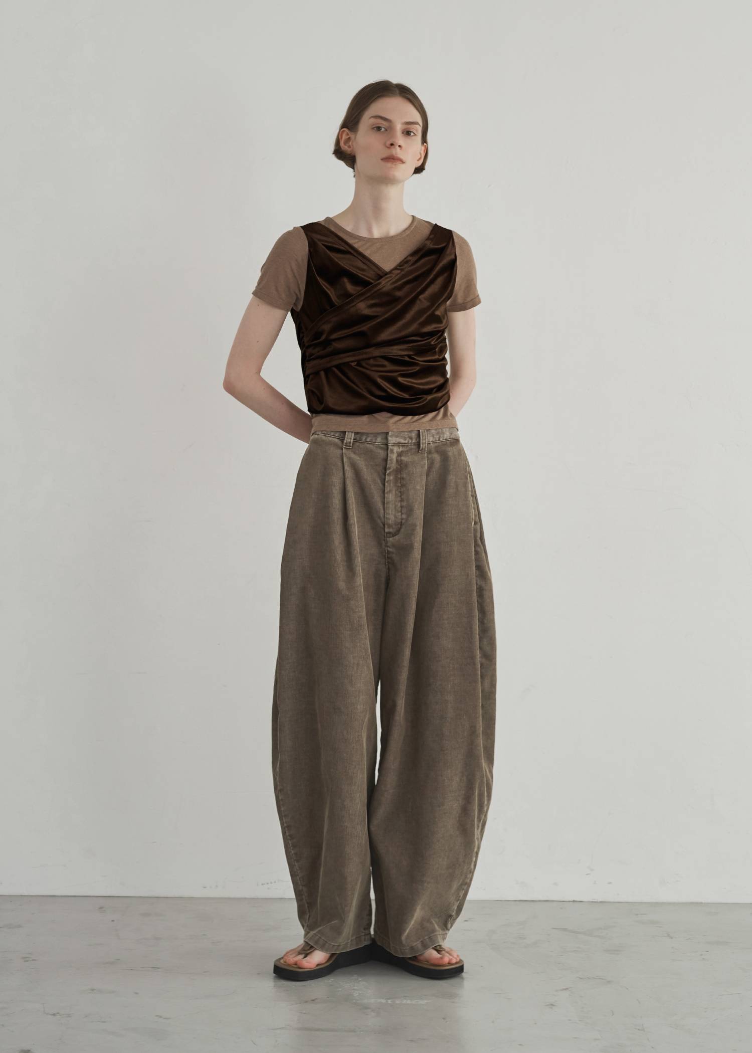 cache coeur mix slub velour tops