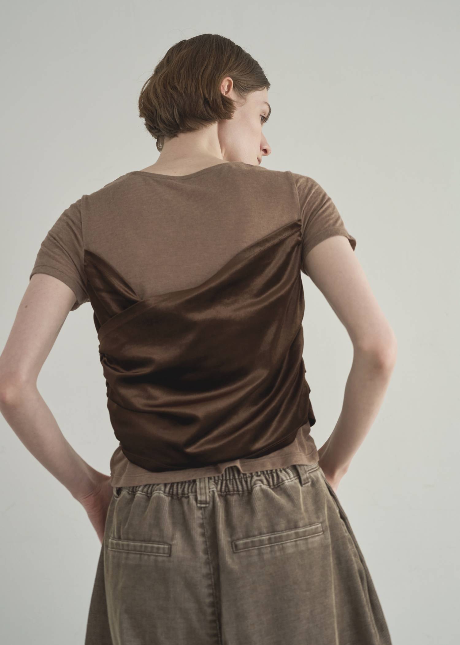 cache coeur mix slub velour tops