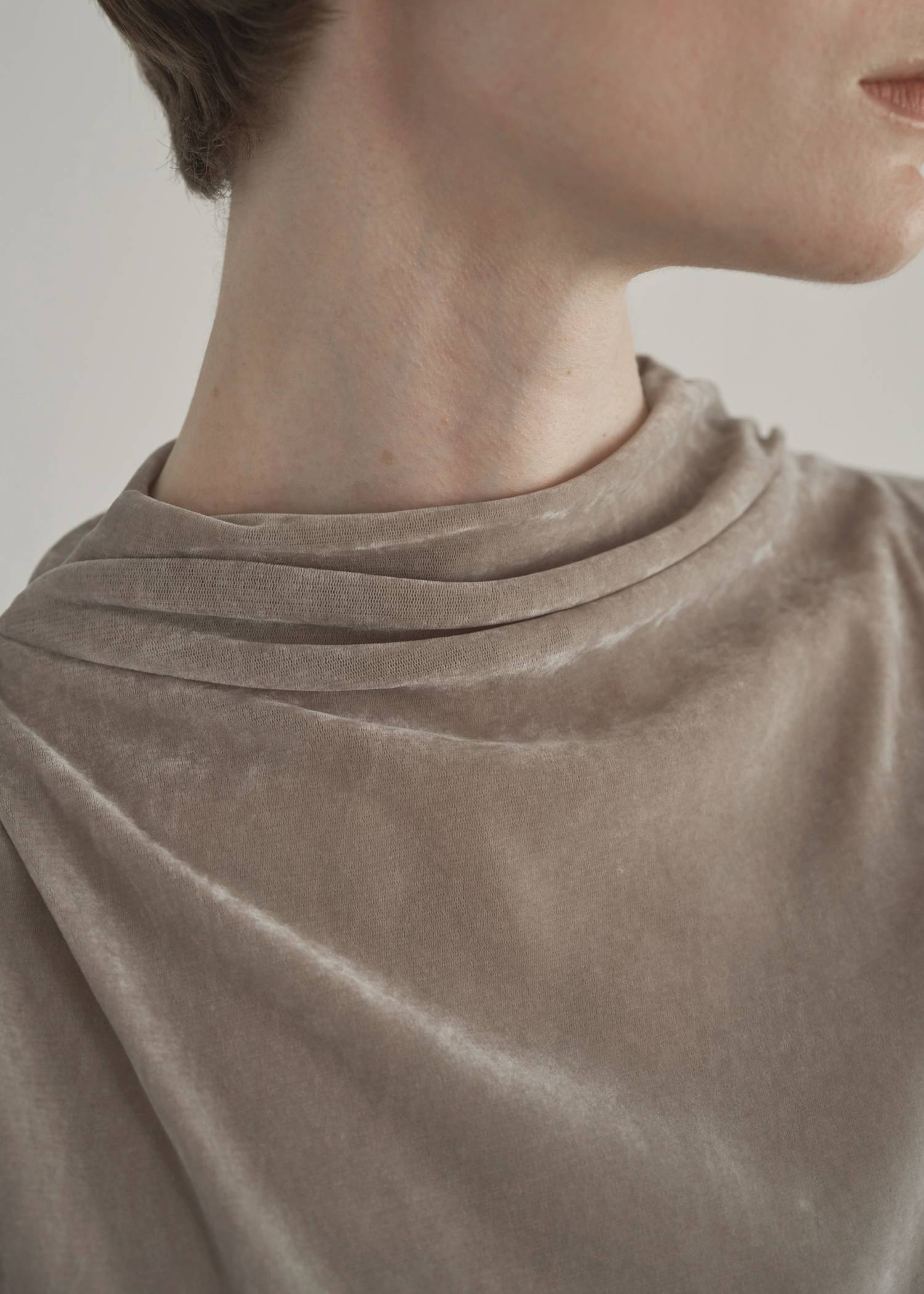 stretch sheer velour bottle neck no sleeve tops