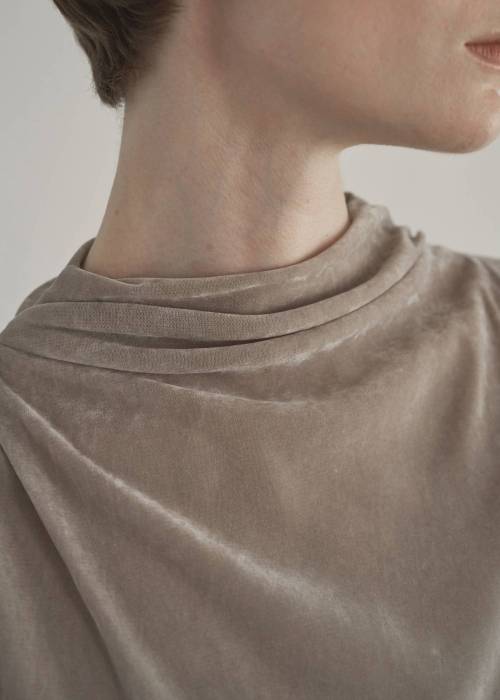 stretch sheer velour bottle neck no sleeve tops