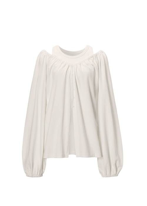 rib tank layered off shoulder tops