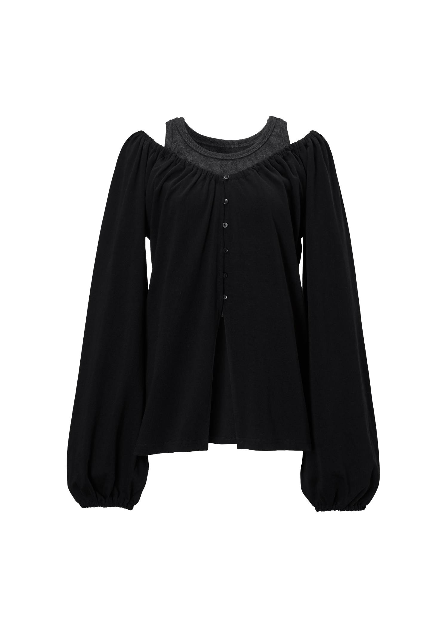 rib tank layered off shoulder tops