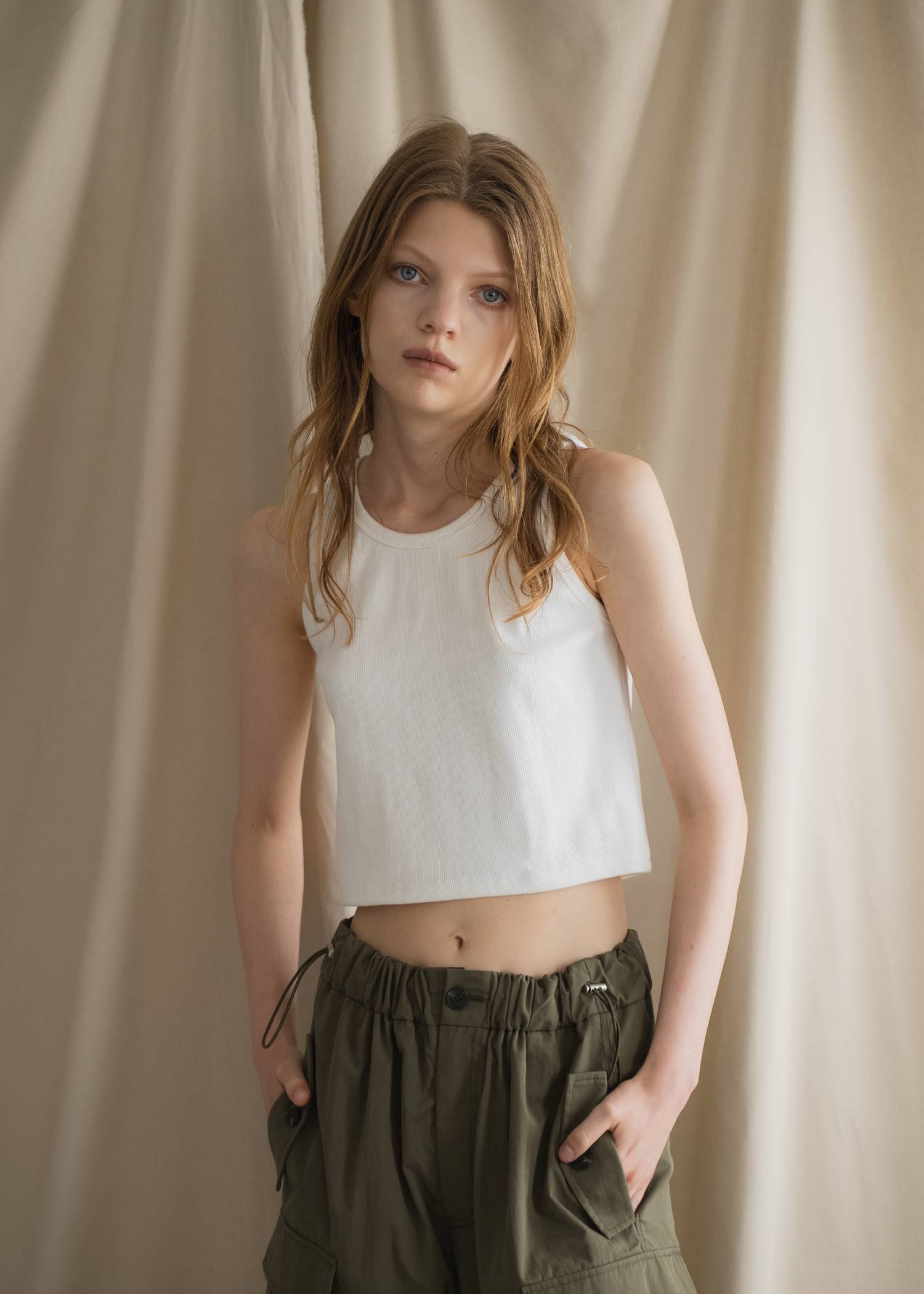 rib tank layered off shoulder tops