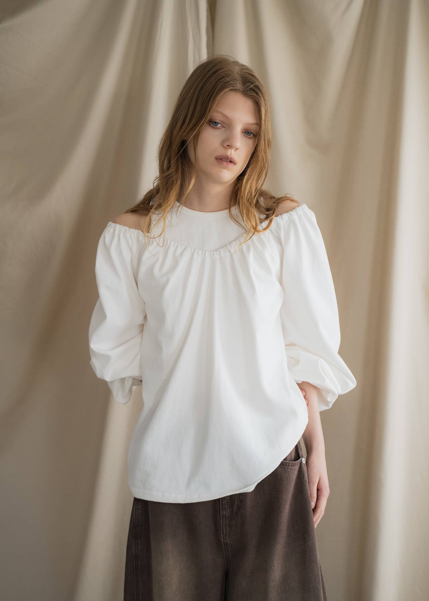 rib tank layered off shoulder tops