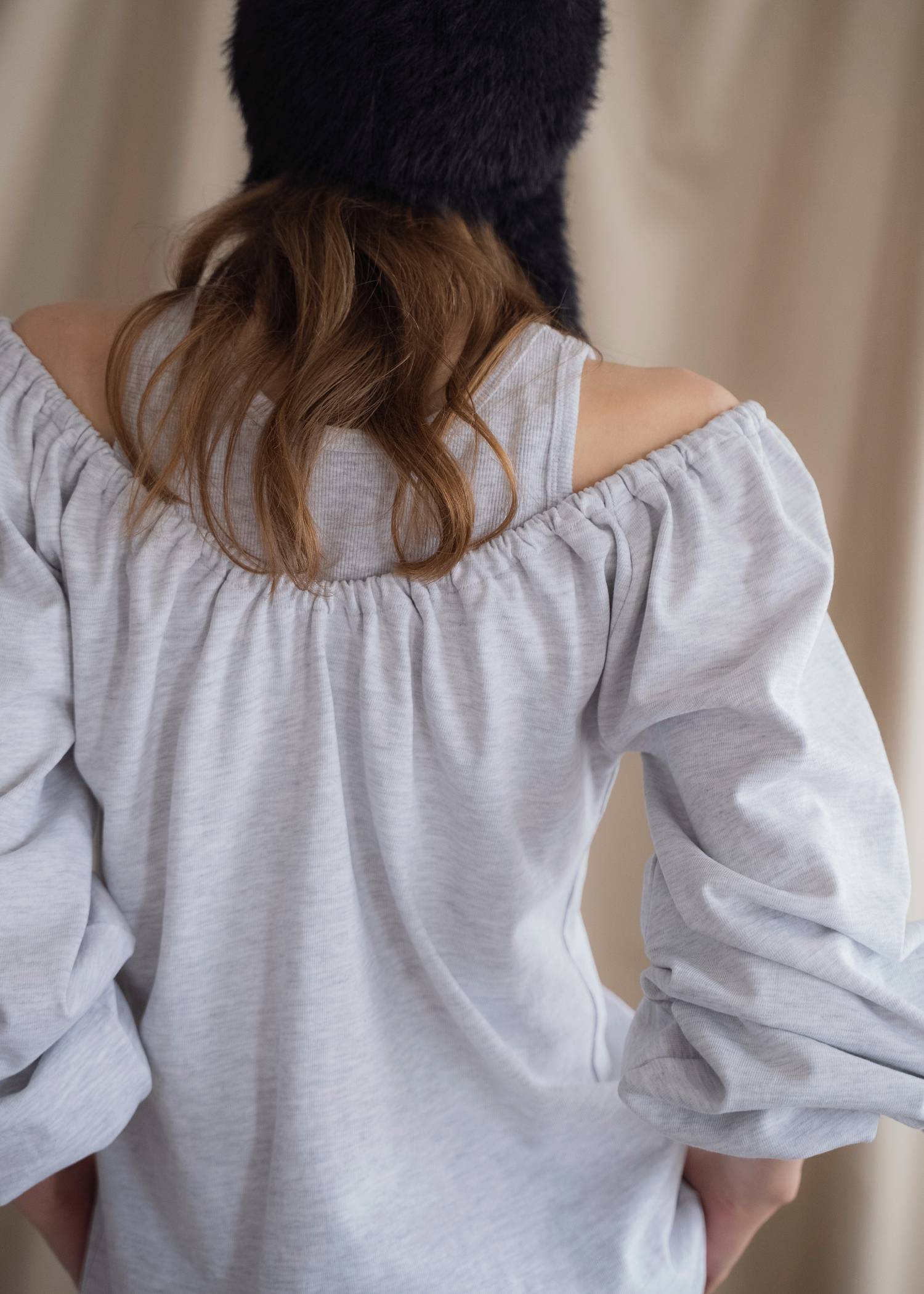rib tank layered off shoulder tops