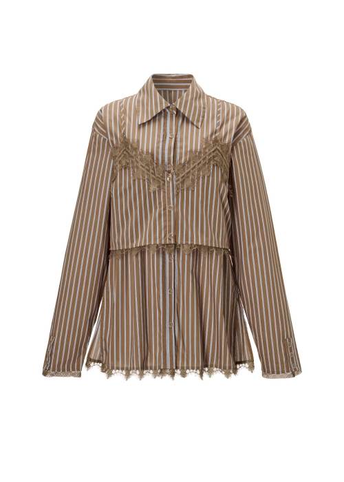 hem lace stripe bustier set SH