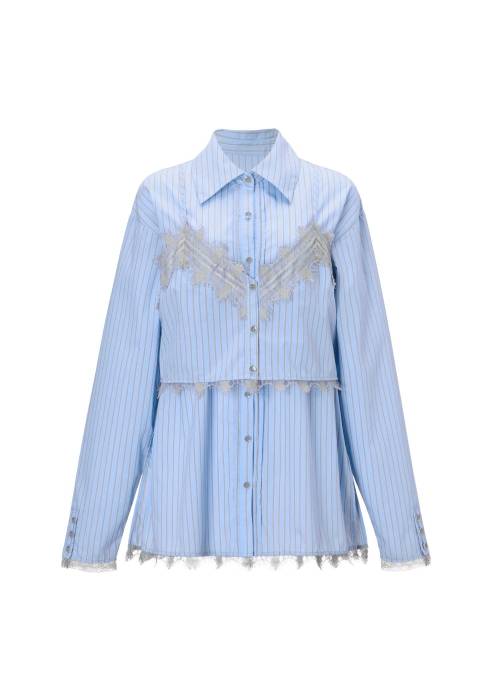 hem lace stripe bustier set SH