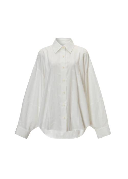 hem tab back volume cocoon stripe shirt