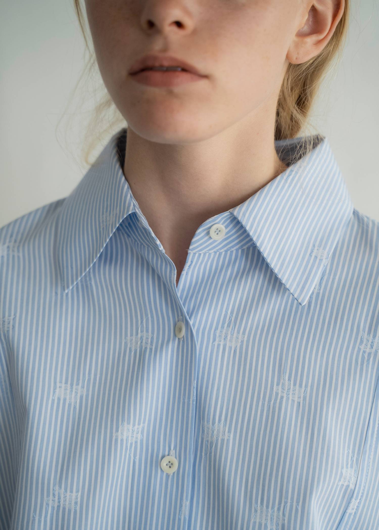 hem tab back volume cocoon stripe shirt
